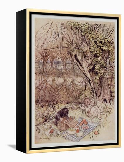 The Mole Begged as a Favour to Be Allowed to Unpack it All by Himself, from Wind in the Willows by-Arthur Rackham-Framed Premier Image Canvas