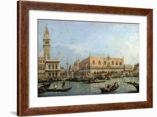 The Molo from the Basin of San Marco, Venice by Canaletto-null-Framed Photographic Print