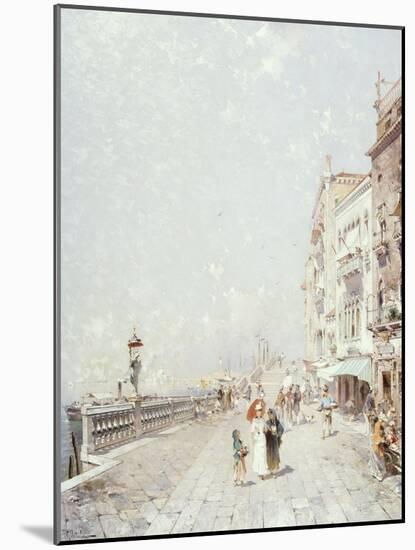 The Molo, Venice, Looking West with Figures Promenading-Franz Richard Unterberger-Mounted Giclee Print