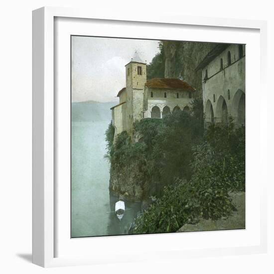 The Monastery of Santa Catarina Del Sasso on the Edge of Lago Maggiore-Leon, Levy et Fils-Framed Photographic Print