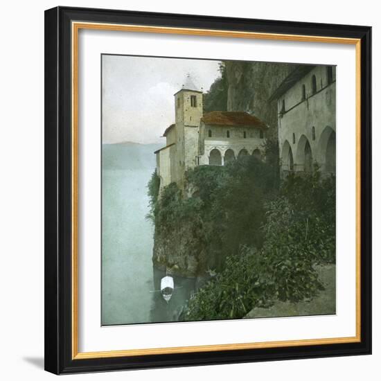 The Monastery of Santa Catarina Del Sasso on the Edge of Lago Maggiore-Leon, Levy et Fils-Framed Photographic Print