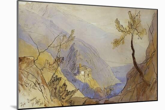 The Monastery of St. Dionysius, Mount Athos-Edward Lear-Mounted Giclee Print