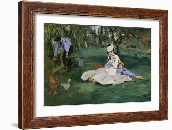 The Monet Family in Their Garden at Argenteuil, 1874-Edouard Manet-Framed Giclee Print