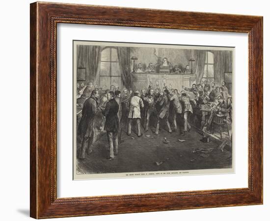 The Money Market Panic in America, Scene at the Stock Exchange, San Francisco-Frederick Barnard-Framed Giclee Print