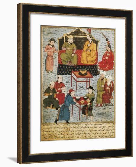 The Mongol Soverign Ghazan Seated on His Throne with His Wife-null-Framed Giclee Print