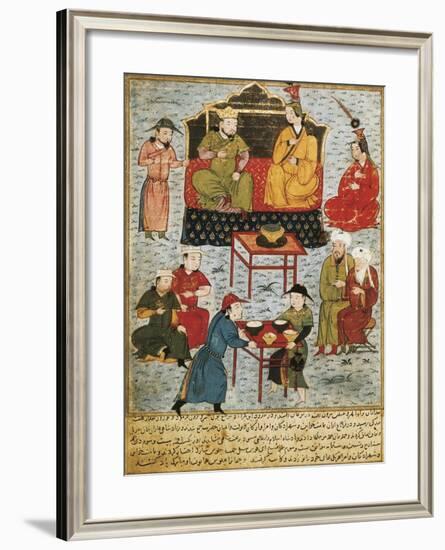 The Mongol Soverign Ghazan Seated on His Throne with His Wife-null-Framed Giclee Print