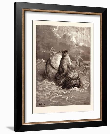 The Monkey and the Dolphin-Gustave Dore-Framed Giclee Print