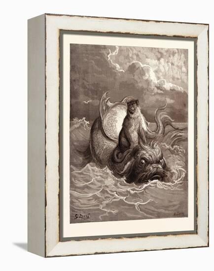 The Monkey and the Dolphin-Gustave Dore-Framed Premier Image Canvas