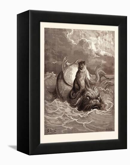 The Monkey and the Dolphin-Gustave Dore-Framed Premier Image Canvas
