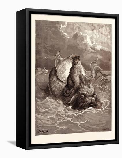 The Monkey and the Dolphin-Gustave Dore-Framed Premier Image Canvas