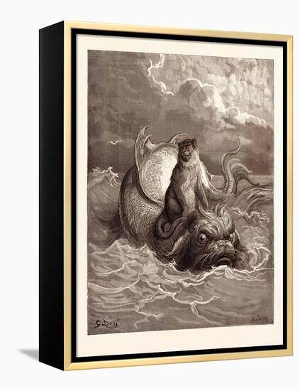 The Monkey and the Dolphin-Gustave Dore-Framed Premier Image Canvas