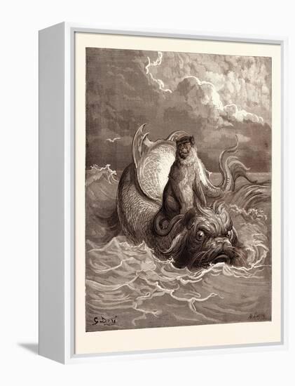 The Monkey and the Dolphin-Gustave Dore-Framed Premier Image Canvas