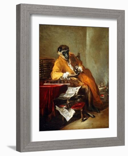 The Monkey Antiquarian, after 1740-Jean-Baptiste Simeon Chardin-Framed Giclee Print