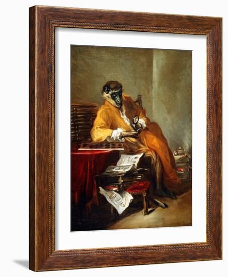 The Monkey Antiquarian, after 1740-Jean-Baptiste Simeon Chardin-Framed Giclee Print