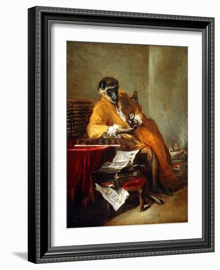 The Monkey Antiquarian, after 1740-Jean-Baptiste Simeon Chardin-Framed Giclee Print