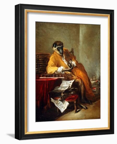 The Monkey Antiquarian, after 1740-Jean-Baptiste Simeon Chardin-Framed Giclee Print