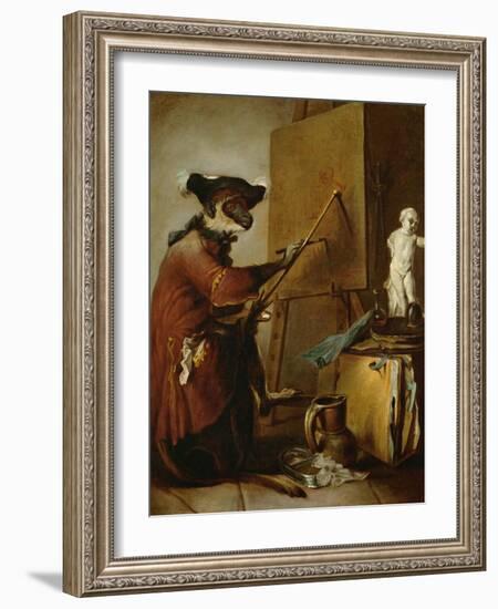 The Monkey as Painter, 1740-Jean-Baptiste Simeon Chardin-Framed Giclee Print