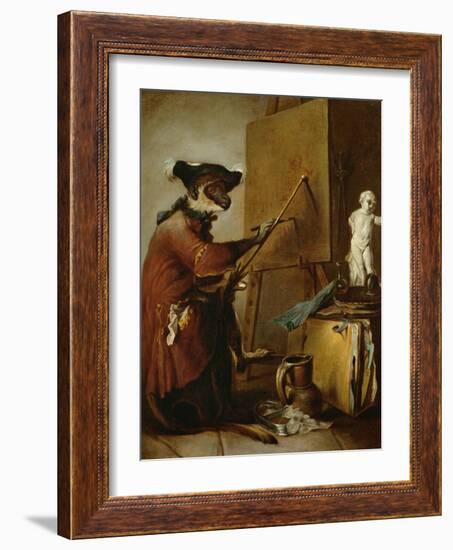 The Monkey as Painter, 1740-Jean-Baptiste Simeon Chardin-Framed Giclee Print