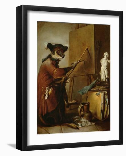 The Monkey as Painter, 1740-Jean-Baptiste Simeon Chardin-Framed Giclee Print