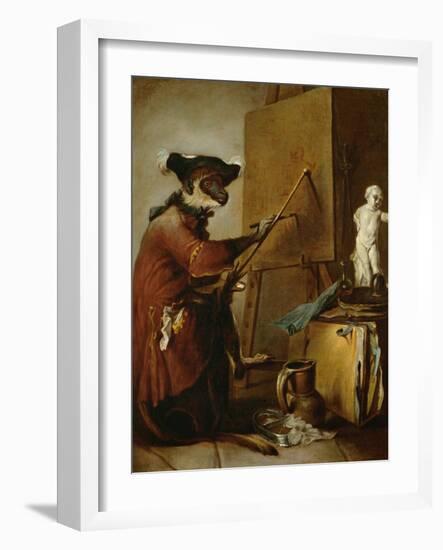 The Monkey as Painter, 1740-Jean-Baptiste Simeon Chardin-Framed Giclee Print