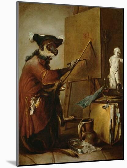 The Monkey as Painter, 1740-Jean-Baptiste Simeon Chardin-Mounted Giclee Print