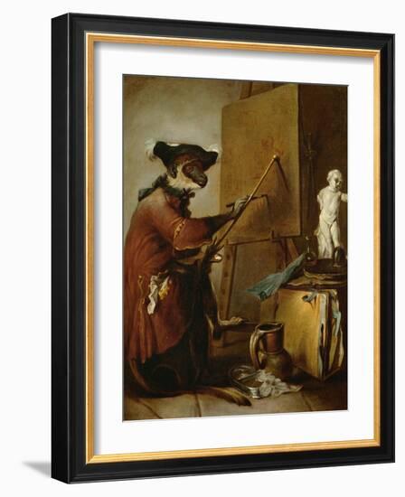 The Monkey as Painter, 1740-Jean-Baptiste Simeon Chardin-Framed Giclee Print