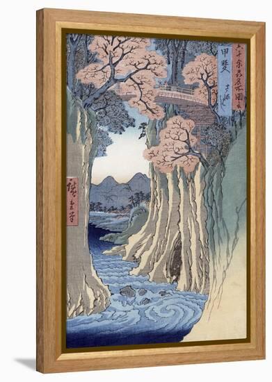 The Monkey Bridge in the Kai Province, from the Series Rokuju-Yoshu Meisho Zue-Ando Hiroshige-Framed Premier Image Canvas