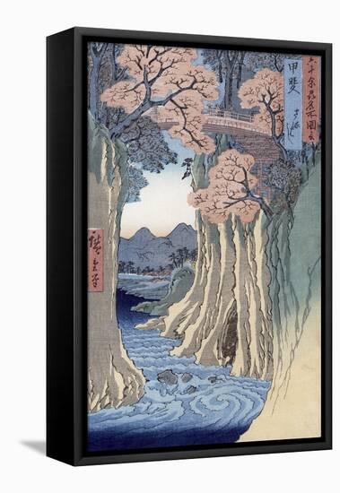 The Monkey Bridge in the Kai Province, from the Series Rokuju-Yoshu Meisho Zue-Ando Hiroshige-Framed Premier Image Canvas