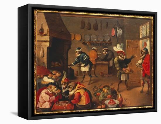 The Monkey Cooks-David Teniers the Younger-Framed Premier Image Canvas