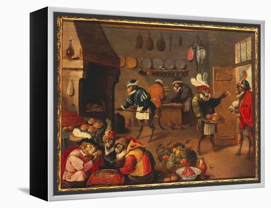 The Monkey Cooks-David Teniers the Younger-Framed Premier Image Canvas