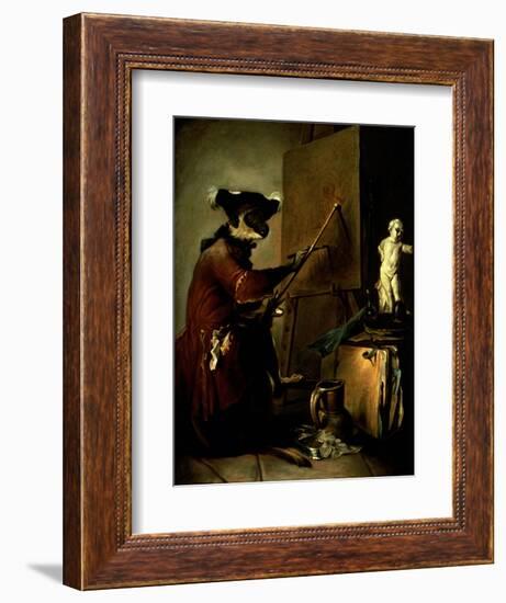 The Monkey Painter, 1740-Jean-Baptiste Simeon Chardin-Framed Giclee Print