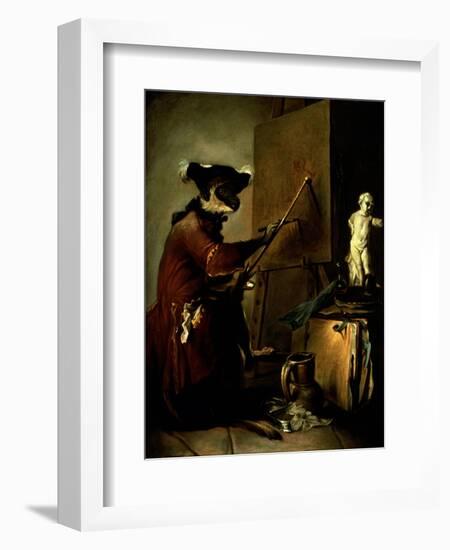 The Monkey Painter, 1740-Jean-Baptiste Simeon Chardin-Framed Giclee Print