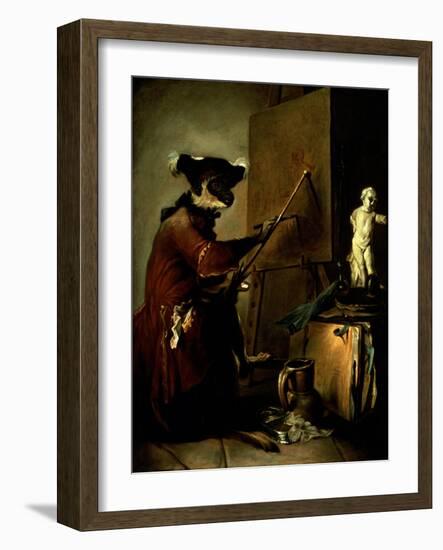 The Monkey Painter, 1740-Jean-Baptiste Simeon Chardin-Framed Giclee Print