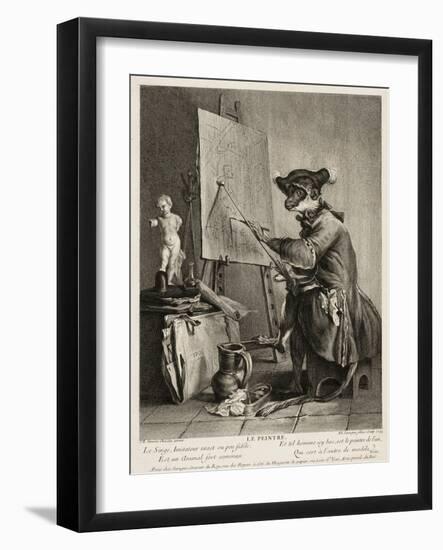 The Monkey Painter, 1743-Pierre-Louis de Surugue-Framed Giclee Print