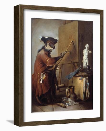 The Monkey Painter by Jean Baptiste Simeon Chardin-null-Framed Giclee Print