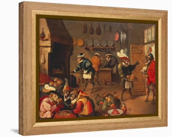 The Monkey's Cooks-David Teniers the Younger-Framed Premier Image Canvas