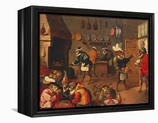 The Monkey's Cooks-David Teniers the Younger-Framed Premier Image Canvas