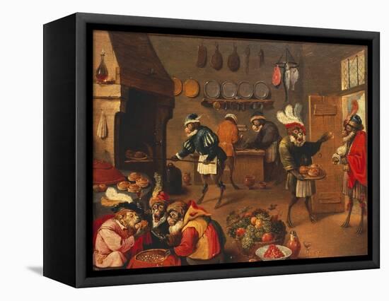 The Monkey's Cooks-David Teniers the Younger-Framed Premier Image Canvas