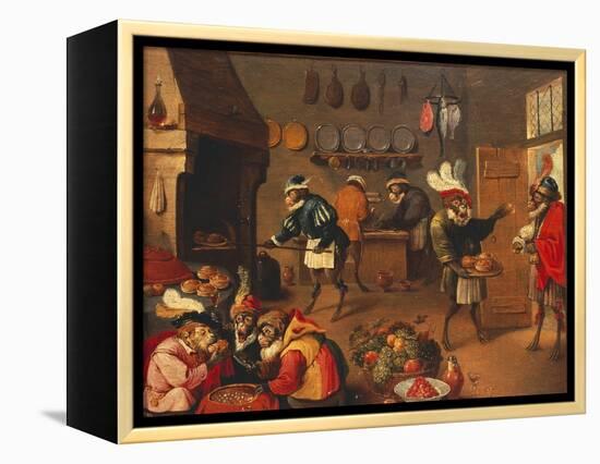 The Monkey's Cooks-David Teniers the Younger-Framed Premier Image Canvas