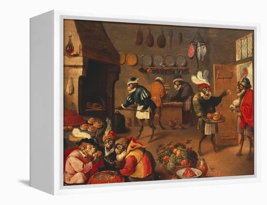 The Monkey's Cooks-David Teniers the Younger-Framed Premier Image Canvas
