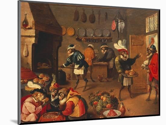 The Monkey's Cooks-David Teniers the Younger-Mounted Premium Giclee Print