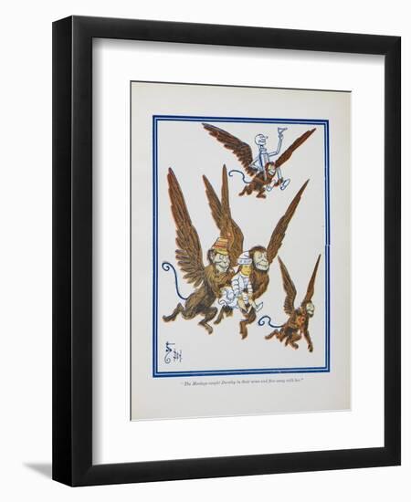 "The Monkeys Caught Dorothy in Theirs Arms and Flew Away With Her"-William Denslow-Framed Giclee Print