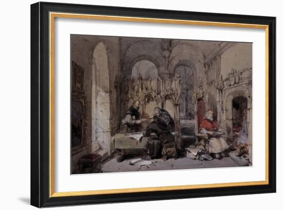 The Monks' Library-George Cattermole-Framed Giclee Print