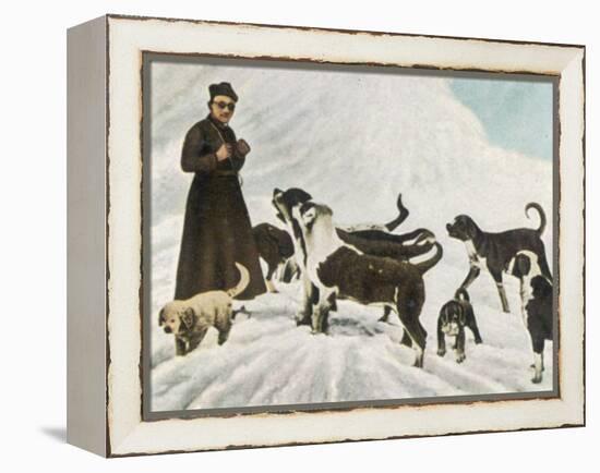 The Monks of Saint Bernard Together with Their Dogs Visit Tibet-null-Framed Premier Image Canvas