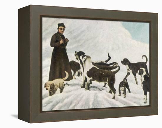 The Monks of Saint Bernard Together with Their Dogs Visit Tibet-null-Framed Premier Image Canvas