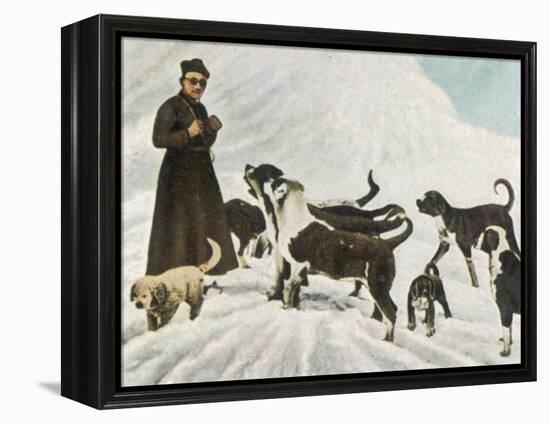 The Monks of Saint Bernard Together with Their Dogs Visit Tibet-null-Framed Premier Image Canvas