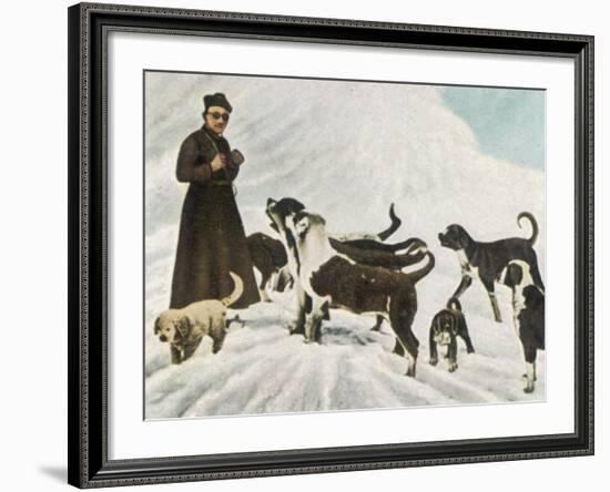 The Monks of Saint Bernard Together with Their Dogs Visit Tibet-null-Framed Photographic Print