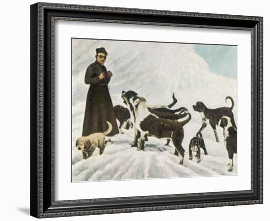 The Monks of Saint Bernard Together with Their Dogs Visit Tibet-null-Framed Photographic Print