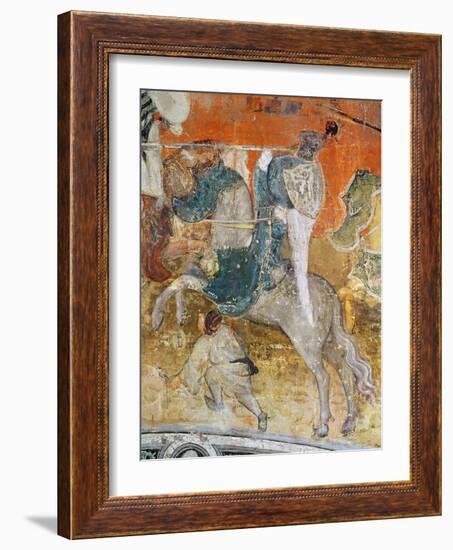 The Month of February, Detail of a Knight at a Tournament, C.1400 (Fresco)-Italian School-Framed Giclee Print