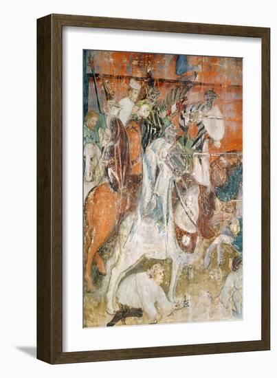 The Month of February, Detail of a Knights at a Tournament, C.1400 (Fresco)-Italian School-Framed Giclee Print